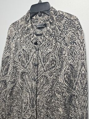 Peruvian Connection Brown & White Paisley Button-Front Cardigan